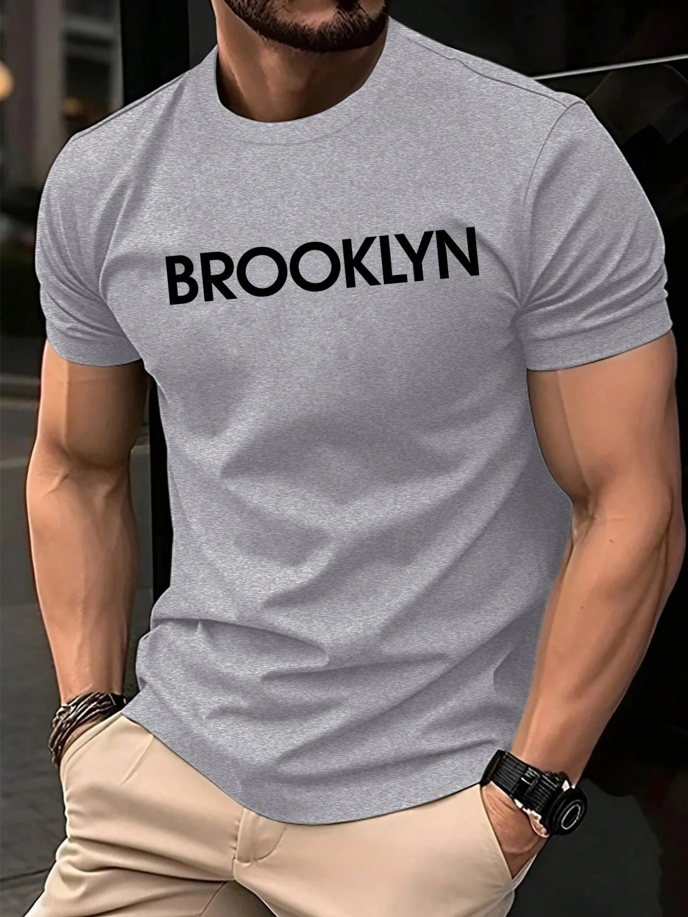 Brooklyn United States Printed Men Retro T-Shirts Cotton All-Match T Shirt Trendy Street Short Sleeve Unisex O-Neck Soft Clothes
