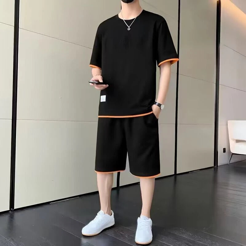 T-shirts Shorts Suits for Men Alphabet Jogging Workout 5xl Cotton Jogger Man Sets Running Cheap Clothes Xl Summer Tee Outdoor