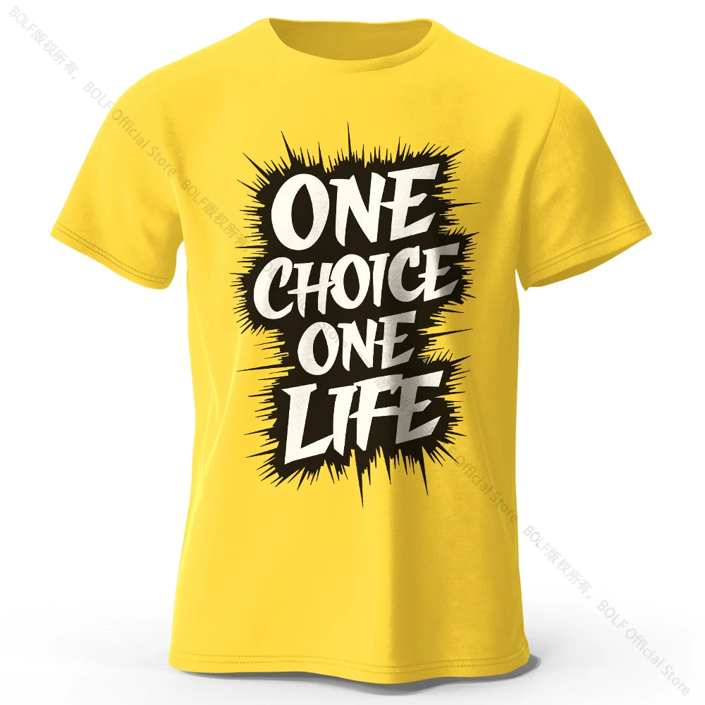 Men's One Choice One Life Printed T-Shirt 100% Cotton Oversized Street Casual Graphic Tees for Men Women Summer Tops