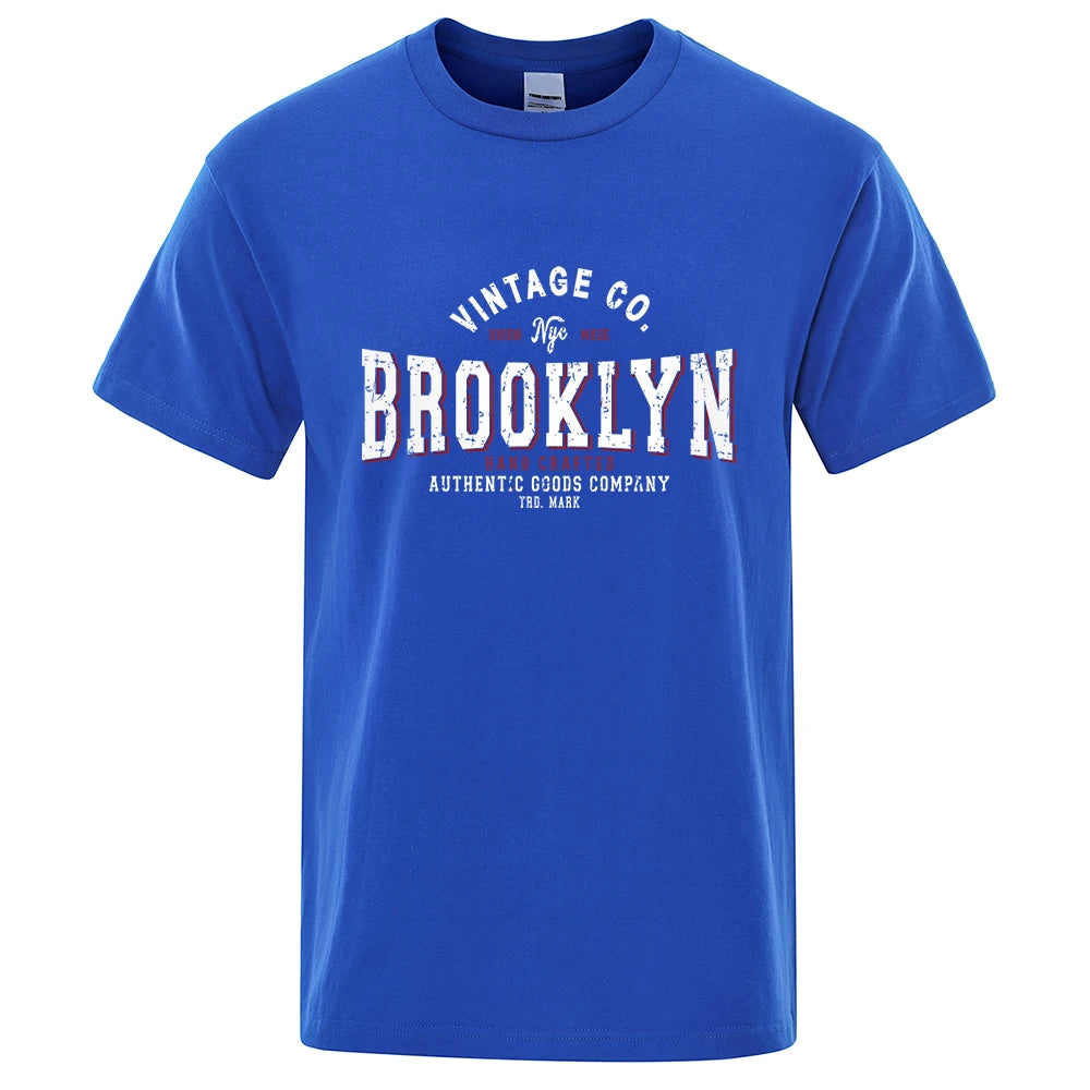 Brooklyn New York City Personality Print T-Shirts Men Casual Street T Shirts Summer Oversize Clothes Loose Cotton Short Sleeve