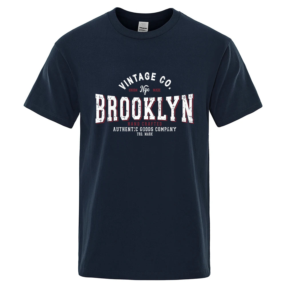 Brooklyn New York City Personality Print T-Shirts Men Casual Street T Shirts Summer Oversize Clothes Loose Cotton Short Sleeve