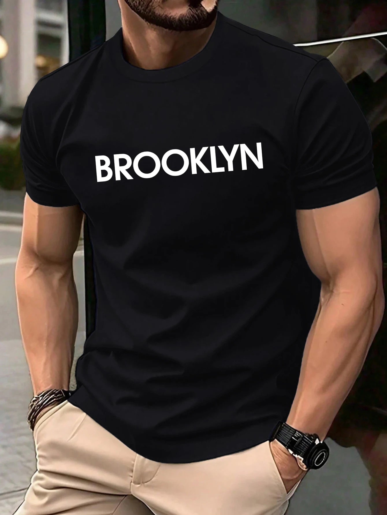 Brooklyn United States Printed Men Retro T-Shirts Cotton All-Match T Shirt Trendy Street Short Sleeve Unisex O-Neck Soft Clothes