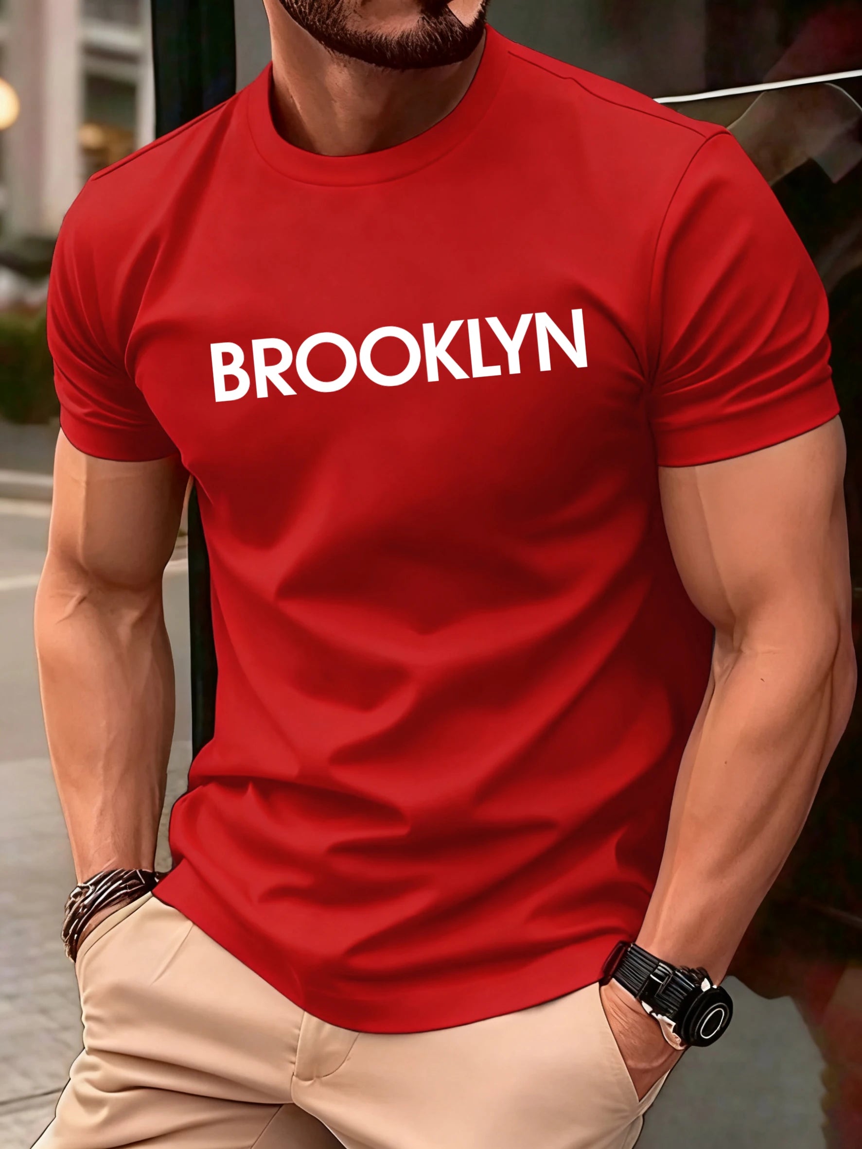 Brooklyn United States Printed Men Retro T-Shirts Cotton All-Match T Shirt Trendy Street Short Sleeve Unisex O-Neck Soft Clothes