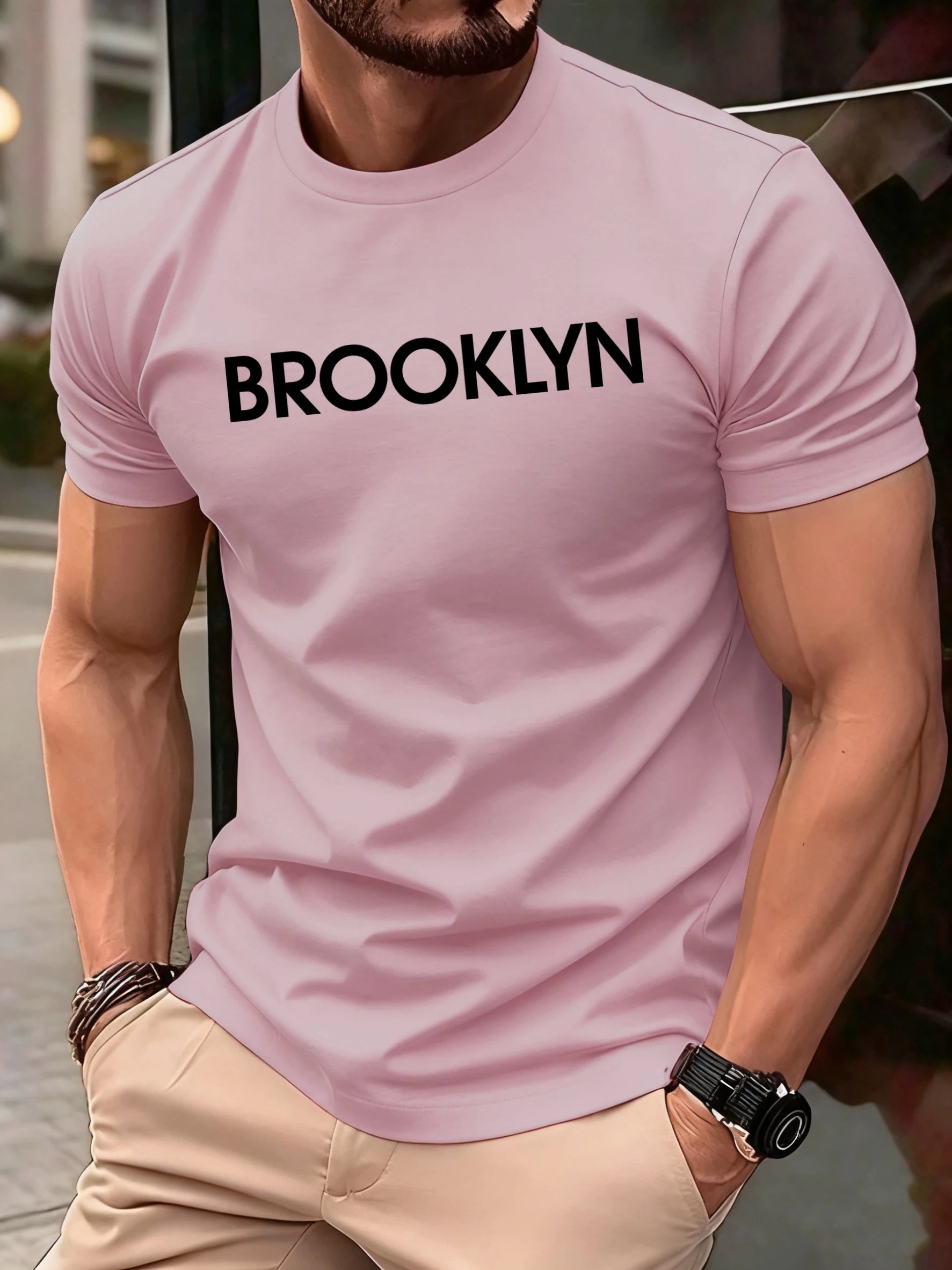 Brooklyn United States Printed Men Retro T-Shirts Cotton All-Match T Shirt Trendy Street Short Sleeve Unisex O-Neck Soft Clothes