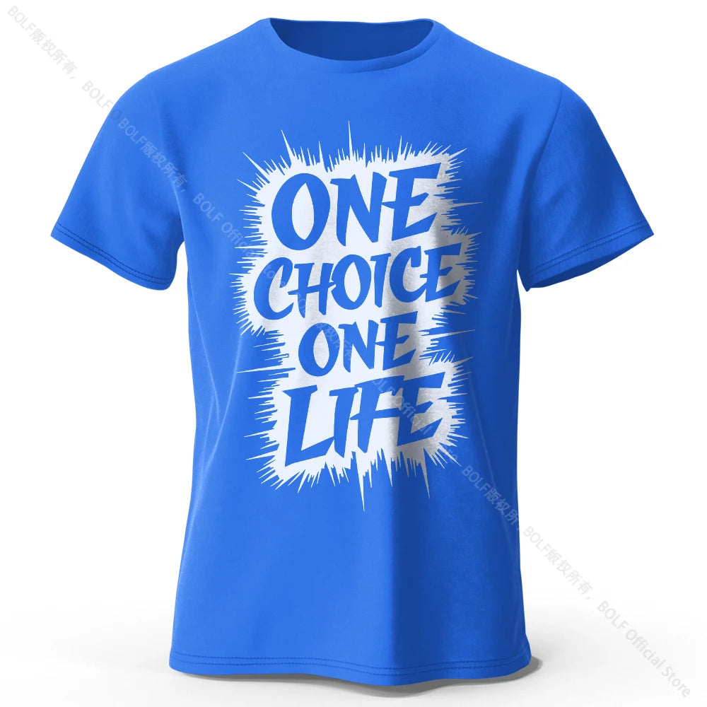 Men's One Choice One Life Printed T-Shirt 100% Cotton Oversized Street Casual Graphic Tees for Men Women Summer Tops