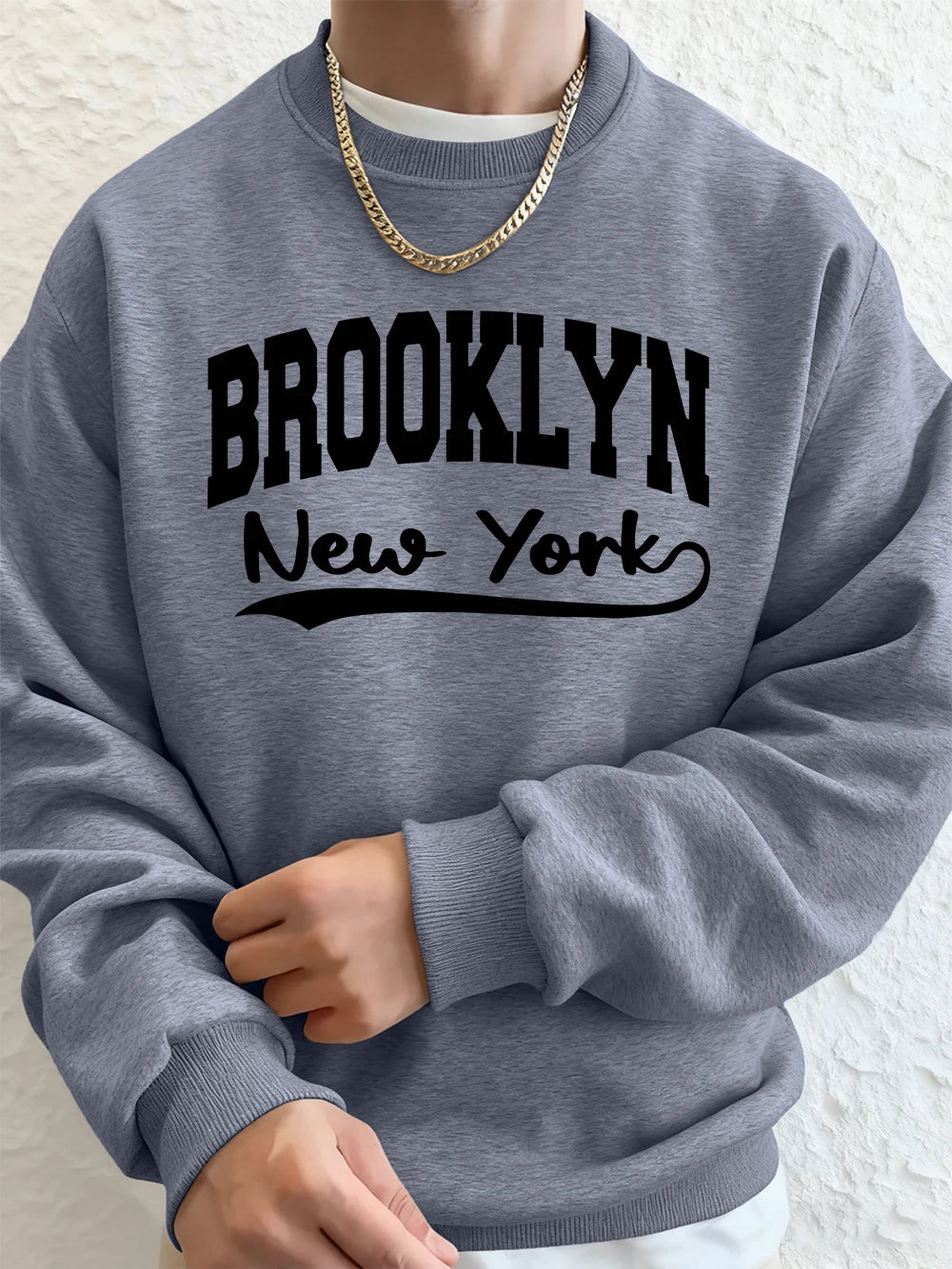 Brooklyn New York Printed Mens Sweatshirt Winter Crewneck Hoodies Street Fleece Warm Oversize Streetwears Casual Men'S Clothes