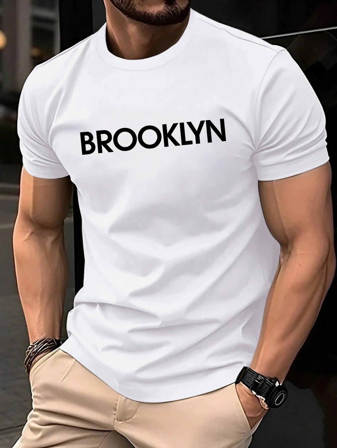 Brooklyn United States Printed Men Retro T-Shirts Cotton All-Match T Shirt Trendy Street Short Sleeve Unisex O-Neck Soft Clothes