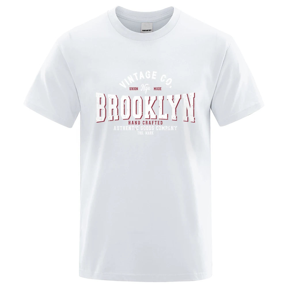 Brooklyn New York City Personality Print T-Shirts Men Casual Street T Shirts Summer Oversize Clothes Loose Cotton Short Sleeve
