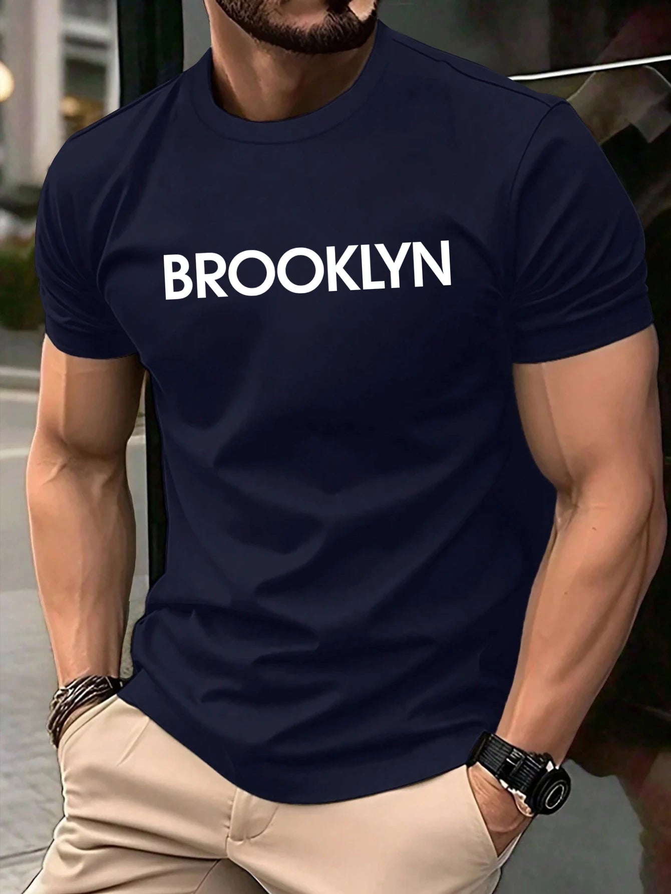 Brooklyn United States Printed Men Retro T-Shirts Cotton All-Match T Shirt Trendy Street Short Sleeve Unisex O-Neck Soft Clothes