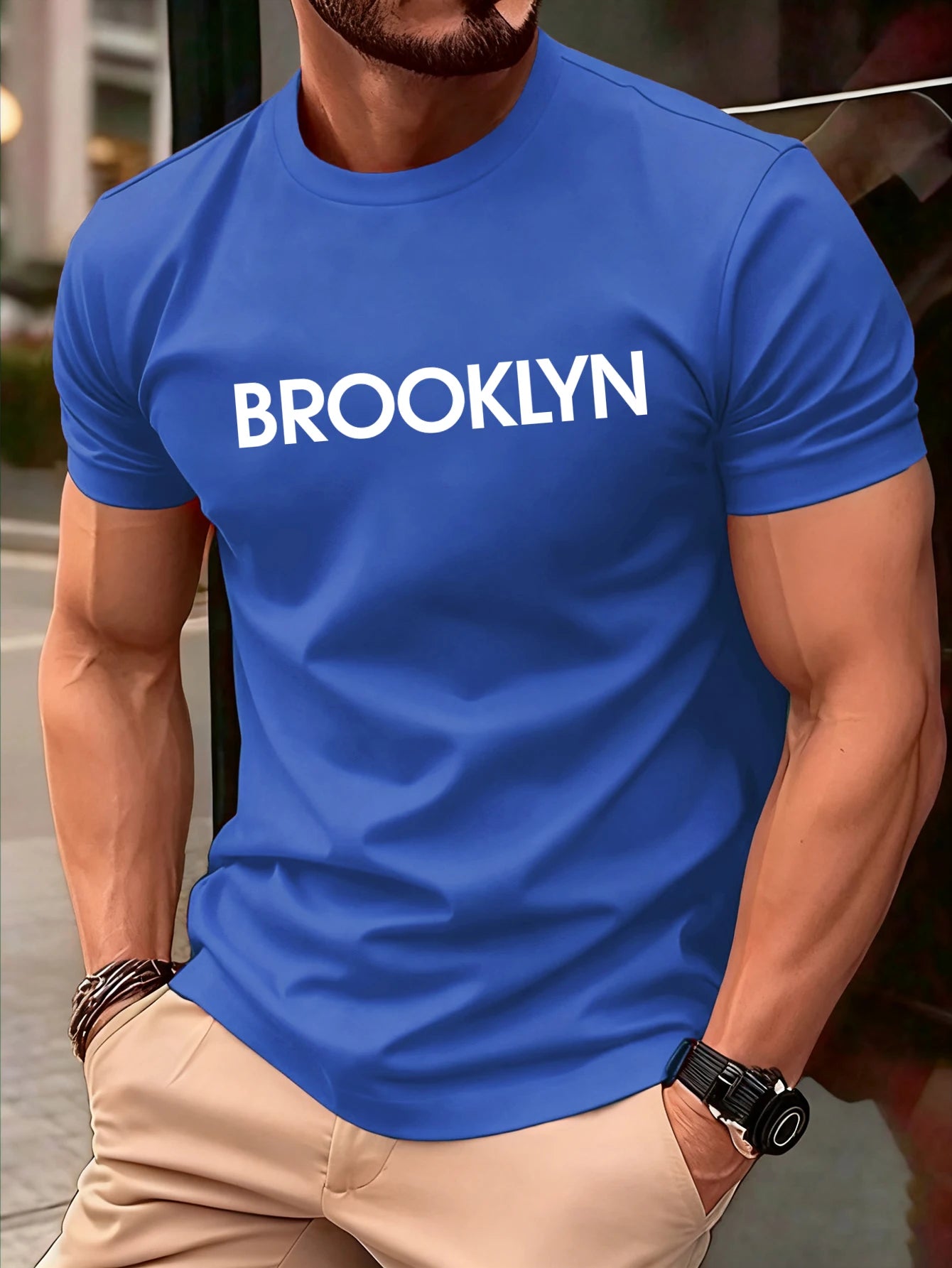 Brooklyn United States Printed Men Retro T-Shirts Cotton All-Match T Shirt Trendy Street Short Sleeve Unisex O-Neck Soft Clothes