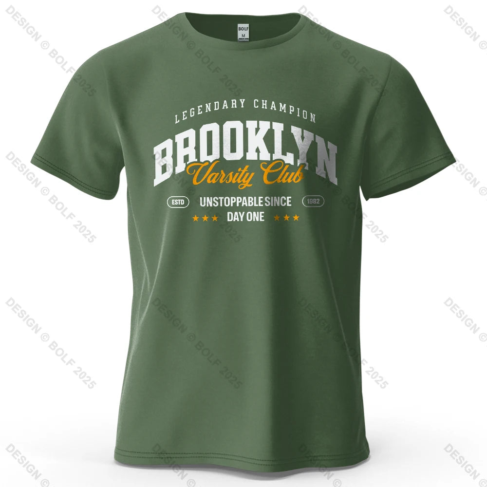 Brooklyn Printed Men's T-Shirt 100% Cotton Oversized City Graphic Tees for Women Tops Tees Casual Streetwear
