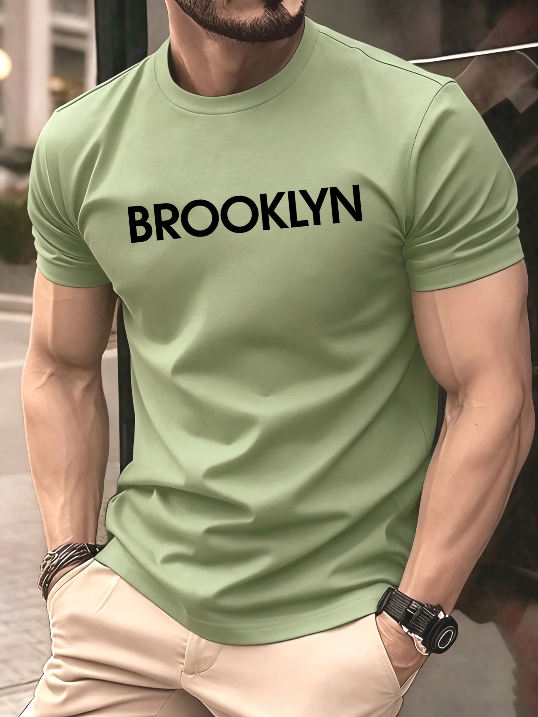 Brooklyn United States Printed Men Retro T-Shirts Cotton All-Match T Shirt Trendy Street Short Sleeve Unisex O-Neck Soft Clothes