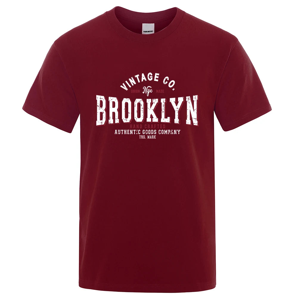 Brooklyn New York City Personality Print T-Shirts Men Casual Street T Shirts Summer Oversize Clothes Loose Cotton Short Sleeve