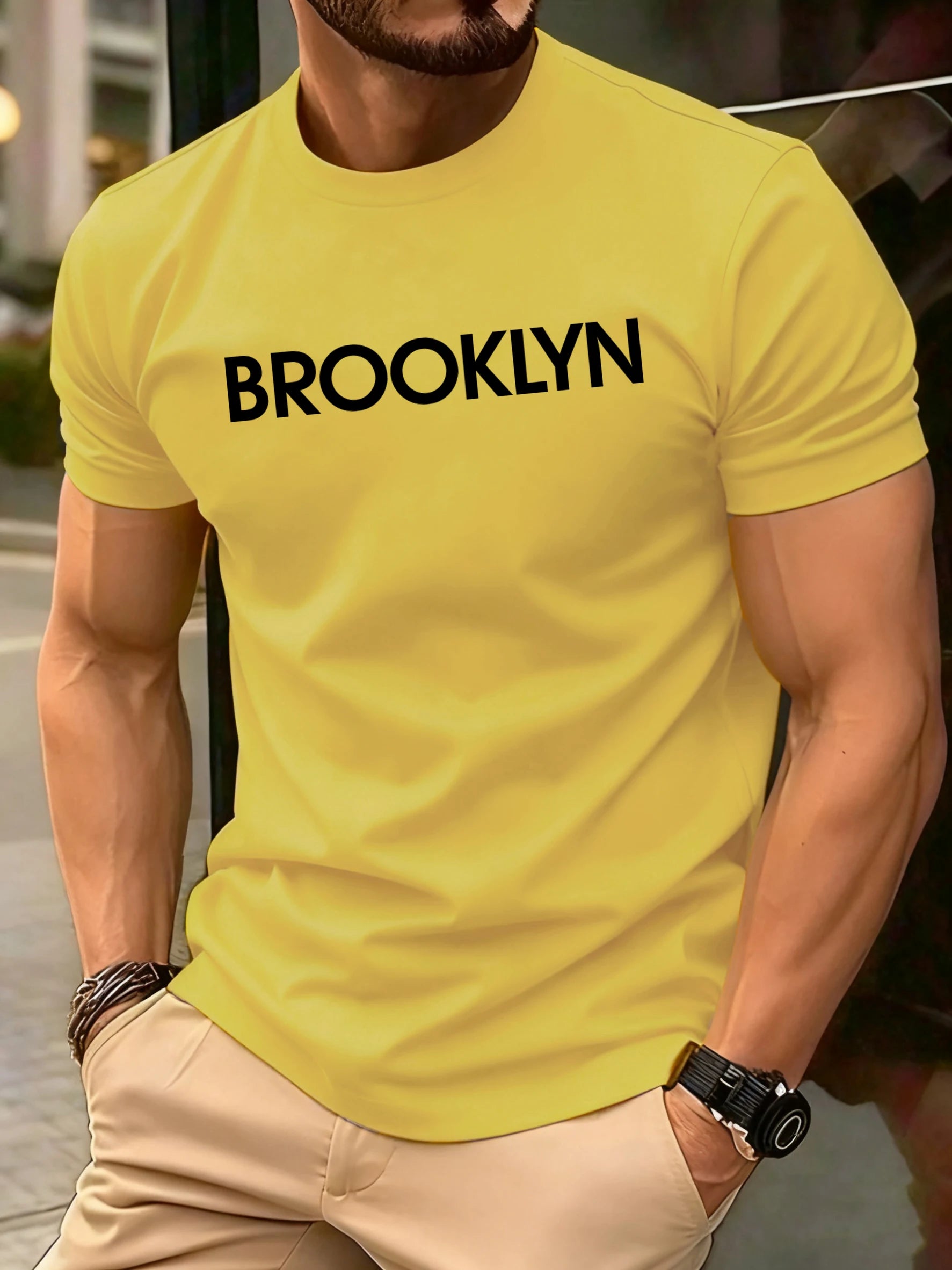 Brooklyn United States Printed Men Retro T-Shirts Cotton All-Match T Shirt Trendy Street Short Sleeve Unisex O-Neck Soft Clothes
