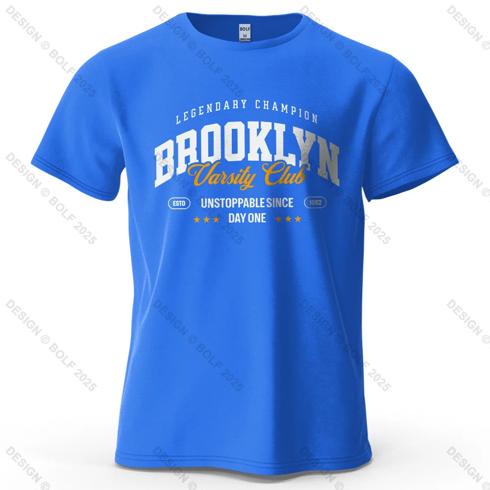 Brooklyn Printed Men's T-Shirt 100% Cotton Oversized City Graphic Tees for Women Tops Tees Casual Streetwear