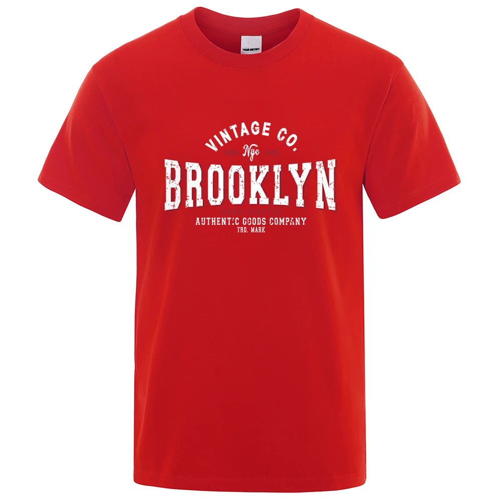 Brooklyn New York City Personality Print T-Shirts Men Casual Street T Shirts Summer Oversize Clothes Loose Cotton Short Sleeve