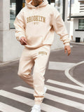 Brooklyn Nyc Letter Print Hoodie Set Men Autumn Street Sweatshirts Pocket Fleece Sportpants Casual Jogging Long Pants Men'S Sets
