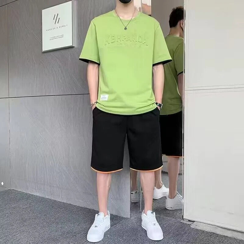 T-shirts Shorts Suits for Men Alphabet Jogging Workout 5xl Cotton Jogger Man Sets Running Cheap Clothes Xl Summer Tee Outdoor