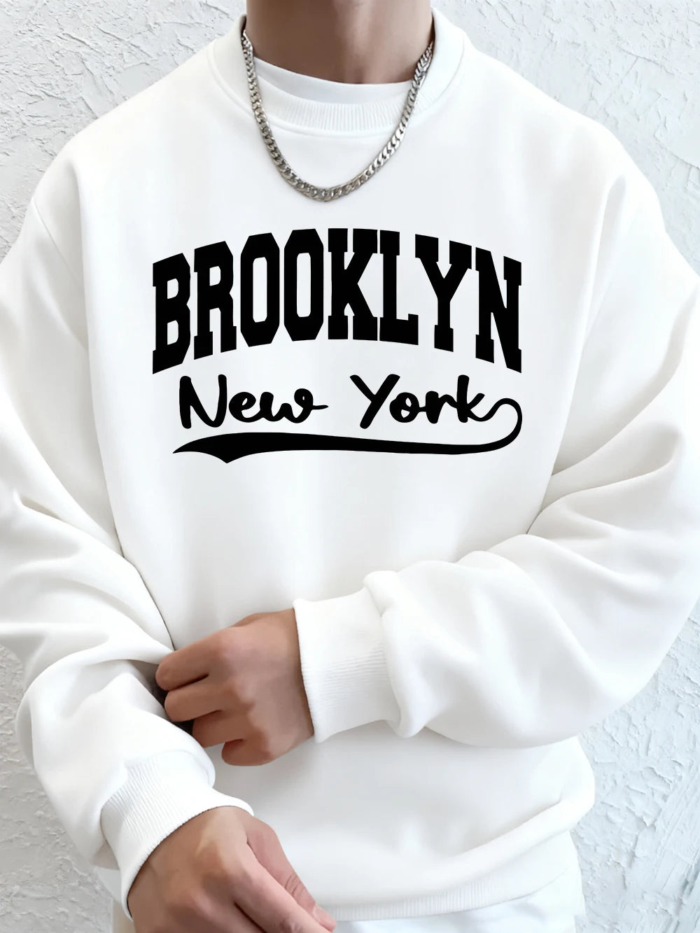 Brooklyn New York Printed Mens Sweatshirt Winter Crewneck Hoodies Street Fleece Warm Oversize Streetwears Casual Men'S Clothes