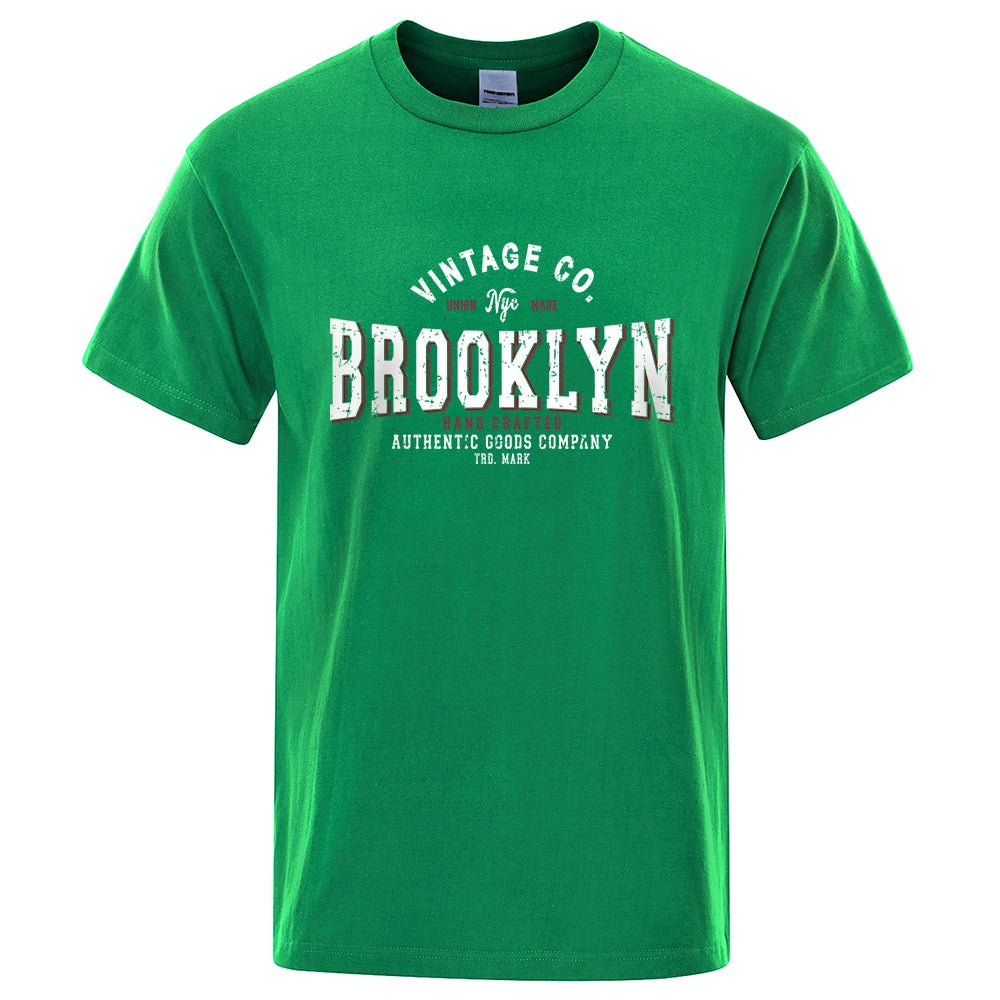 Brooklyn New York City Personality Print T-Shirts Men Casual Street T Shirts Summer Oversize Clothes Loose Cotton Short Sleeve