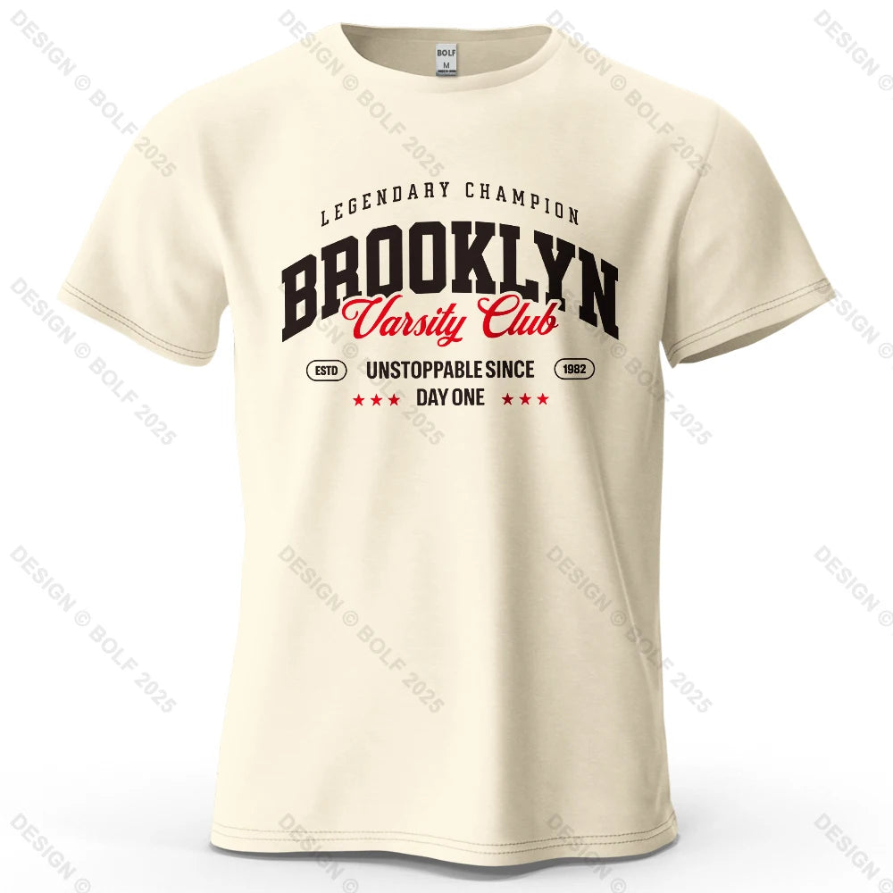 Brooklyn Printed Men's T-Shirt 100% Cotton Oversized City Graphic Tees for Women Tops Tees Casual Streetwear
