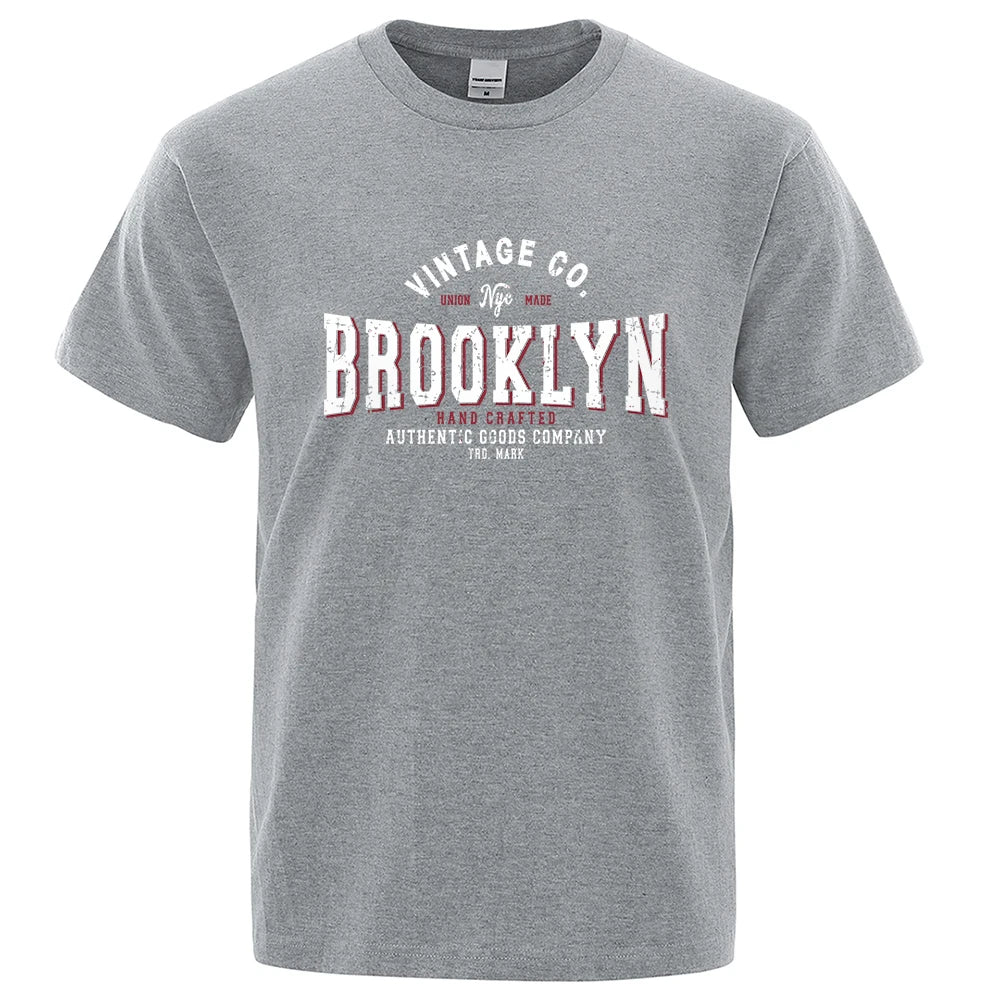 Brooklyn New York City Personality Print T-Shirts Men Casual Street T Shirts Summer Oversize Clothes Loose Cotton Short Sleeve