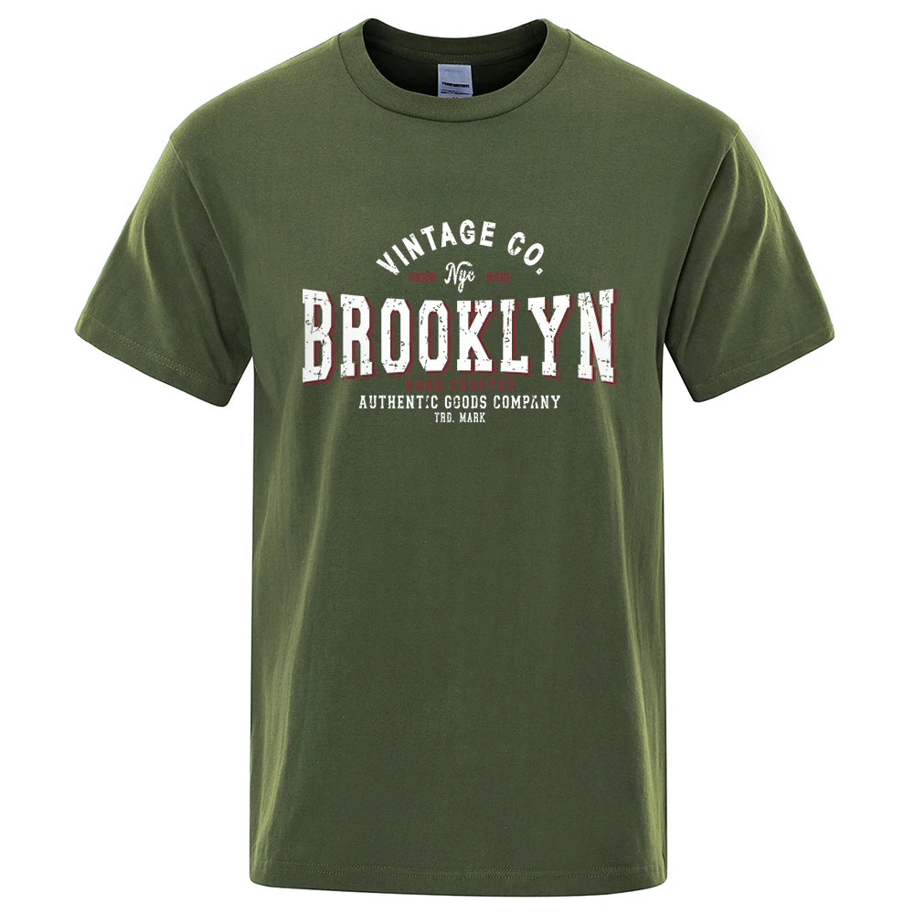 Brooklyn New York City Personality Print T-Shirts Men Casual Street T Shirts Summer Oversize Clothes Loose Cotton Short Sleeve