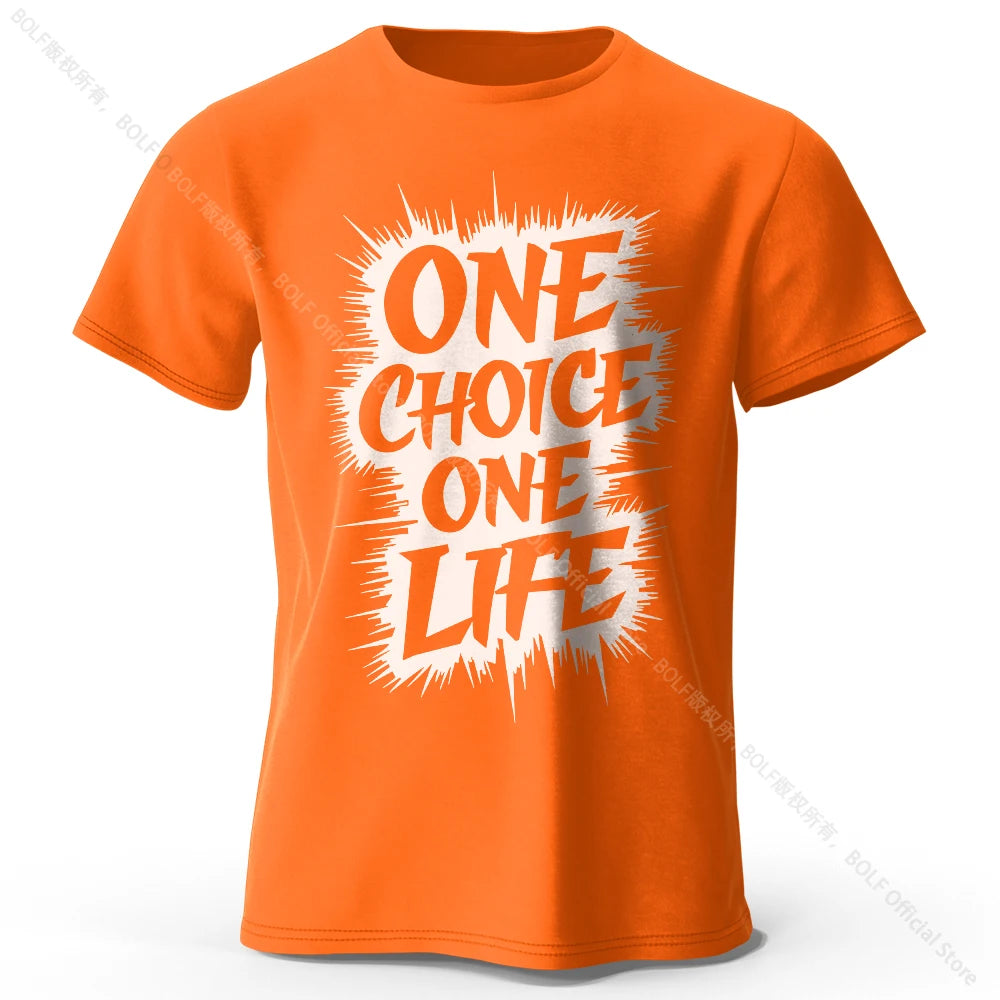 Men's One Choice One Life Printed T-Shirt 100% Cotton Oversized Street Casual Graphic Tees for Men Women Summer Tops