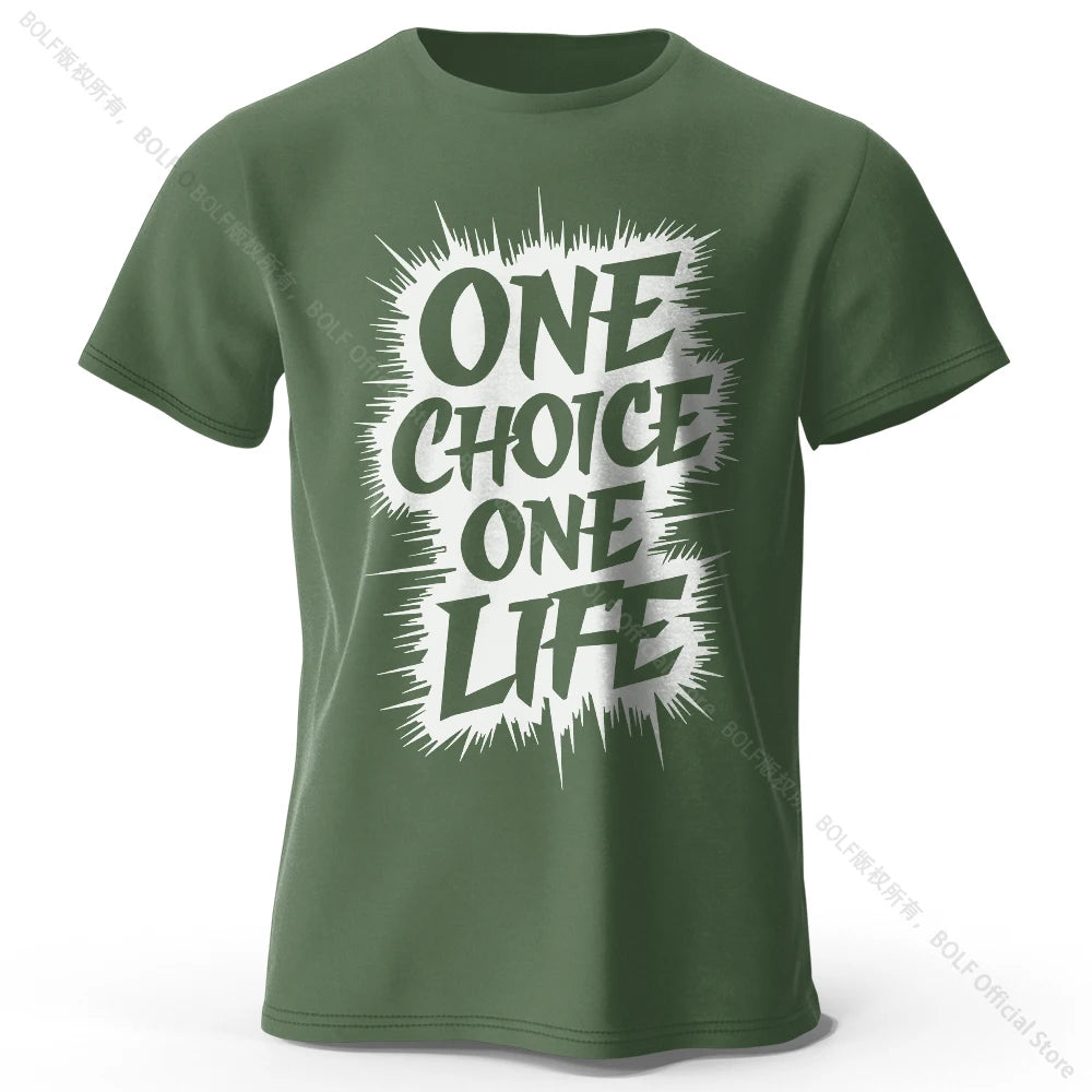 Men's One Choice One Life Printed T-Shirt 100% Cotton Oversized Street Casual Graphic Tees for Men Women Summer Tops