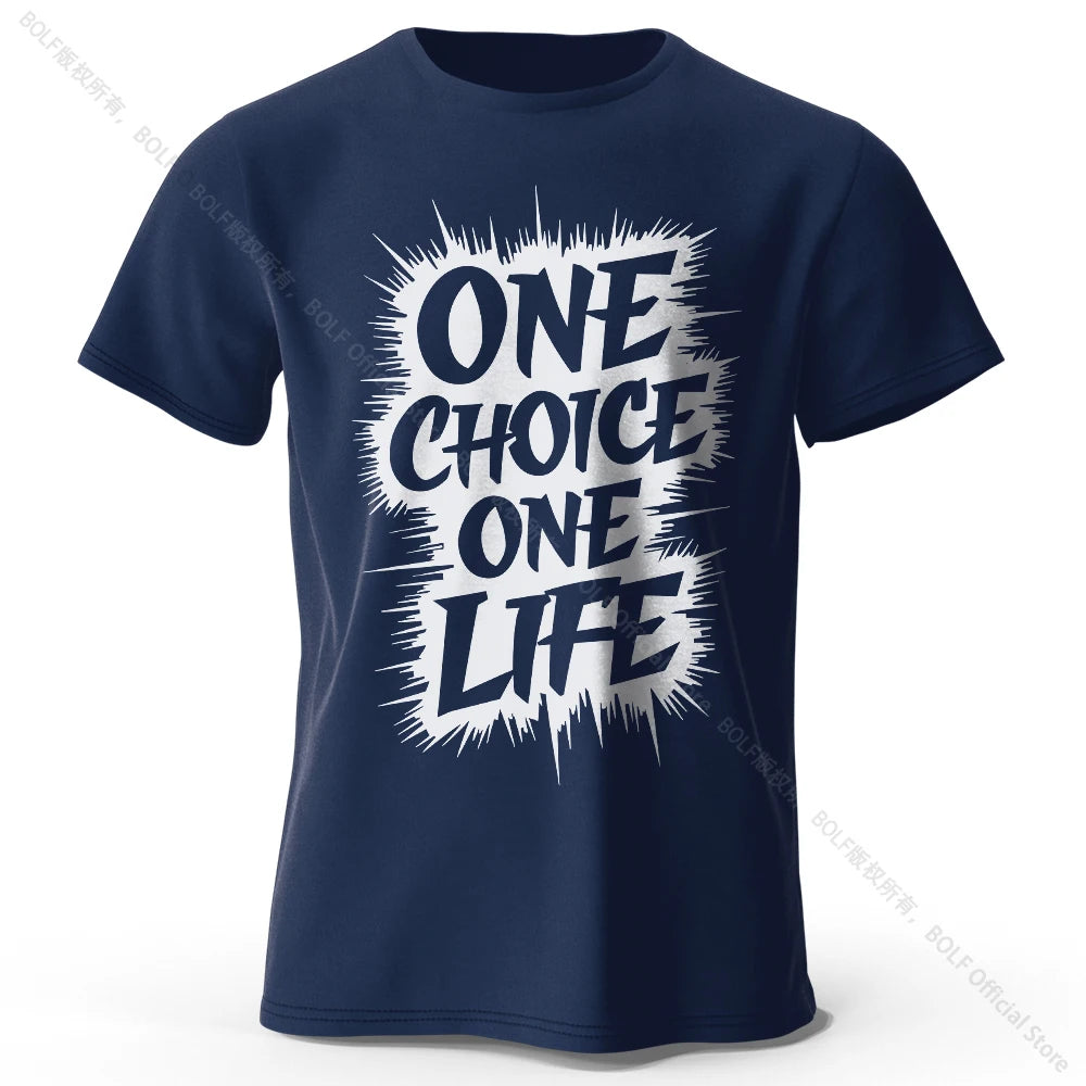 Men's One Choice One Life Printed T-Shirt 100% Cotton Oversized Street Casual Graphic Tees for Men Women Summer Tops