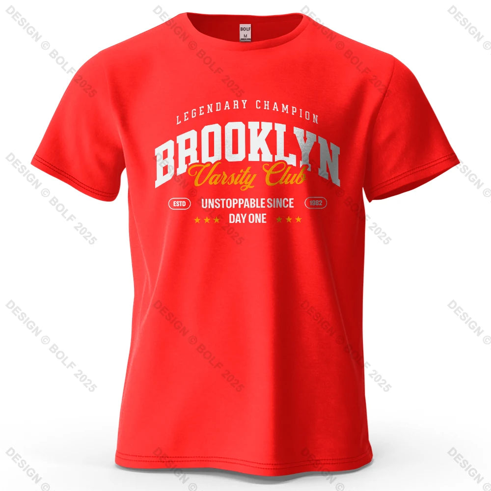 Brooklyn Printed Men's T-Shirt 100% Cotton Oversized City Graphic Tees for Women Tops Tees Casual Streetwear