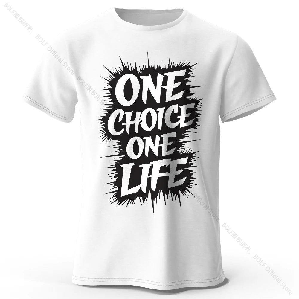 Men's One Choice One Life Printed T-Shirt 100% Cotton Oversized Street Casual Graphic Tees for Men Women Summer Tops