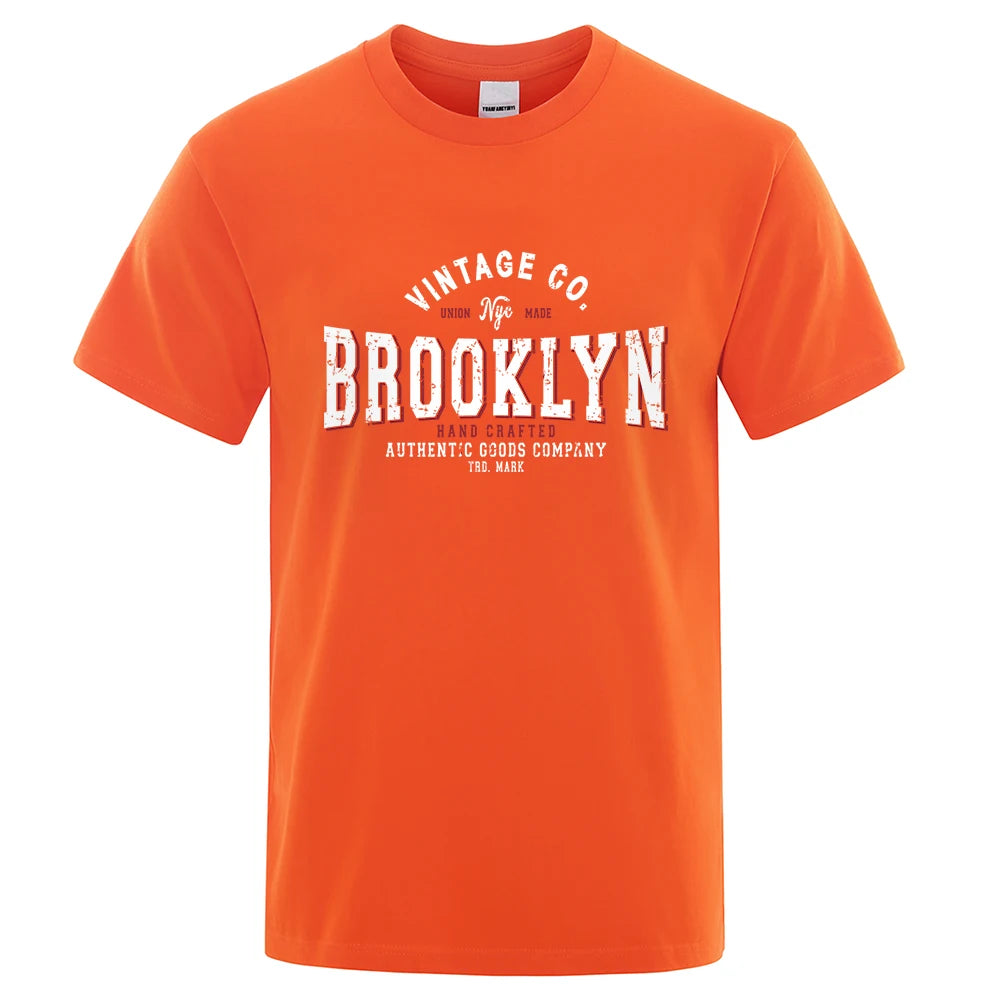 Brooklyn New York City Personality Print T-Shirts Men Casual Street T Shirts Summer Oversize Clothes Loose Cotton Short Sleeve