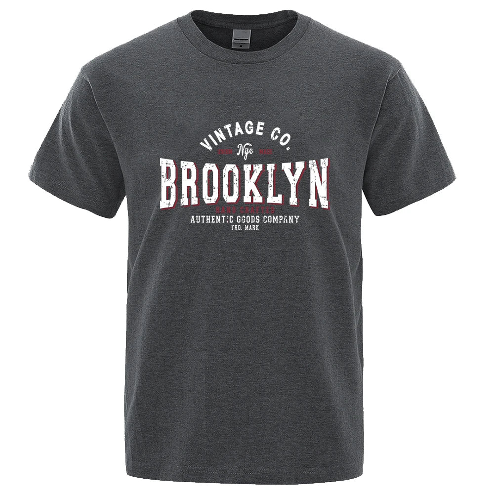 Brooklyn New York City Personality Print T-Shirts Men Casual Street T Shirts Summer Oversize Clothes Loose Cotton Short Sleeve