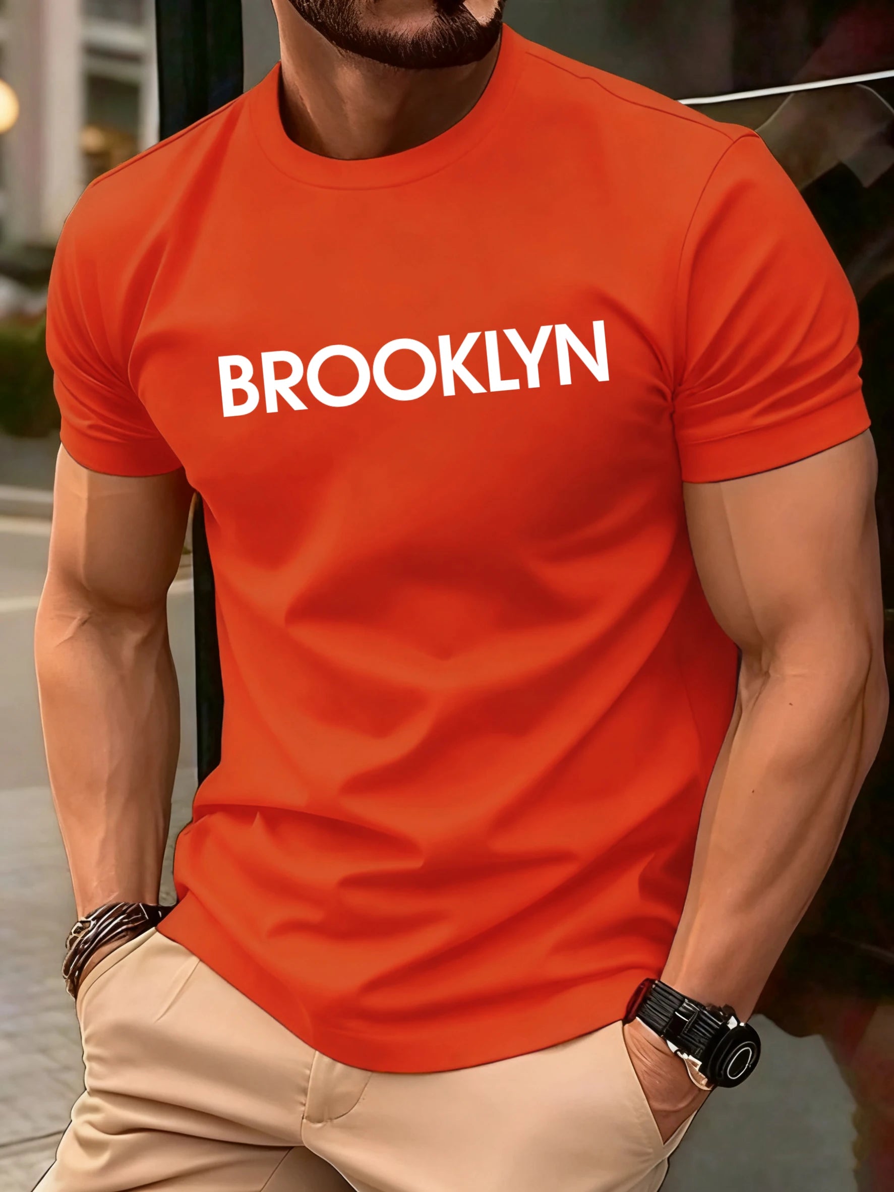 Brooklyn United States Printed Men Retro T-Shirts Cotton All-Match T Shirt Trendy Street Short Sleeve Unisex O-Neck Soft Clothes